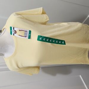 NWT DKNY Organic Cotton Tee Light Yellow Size XL